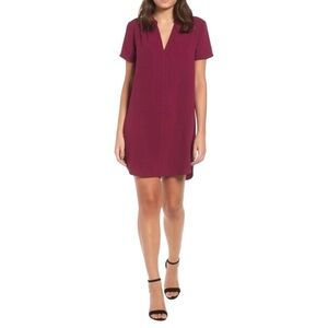Lush Women’s Hailey Crepe‎ Shift Textured Dress Burgundy Wine Size Medium EUC